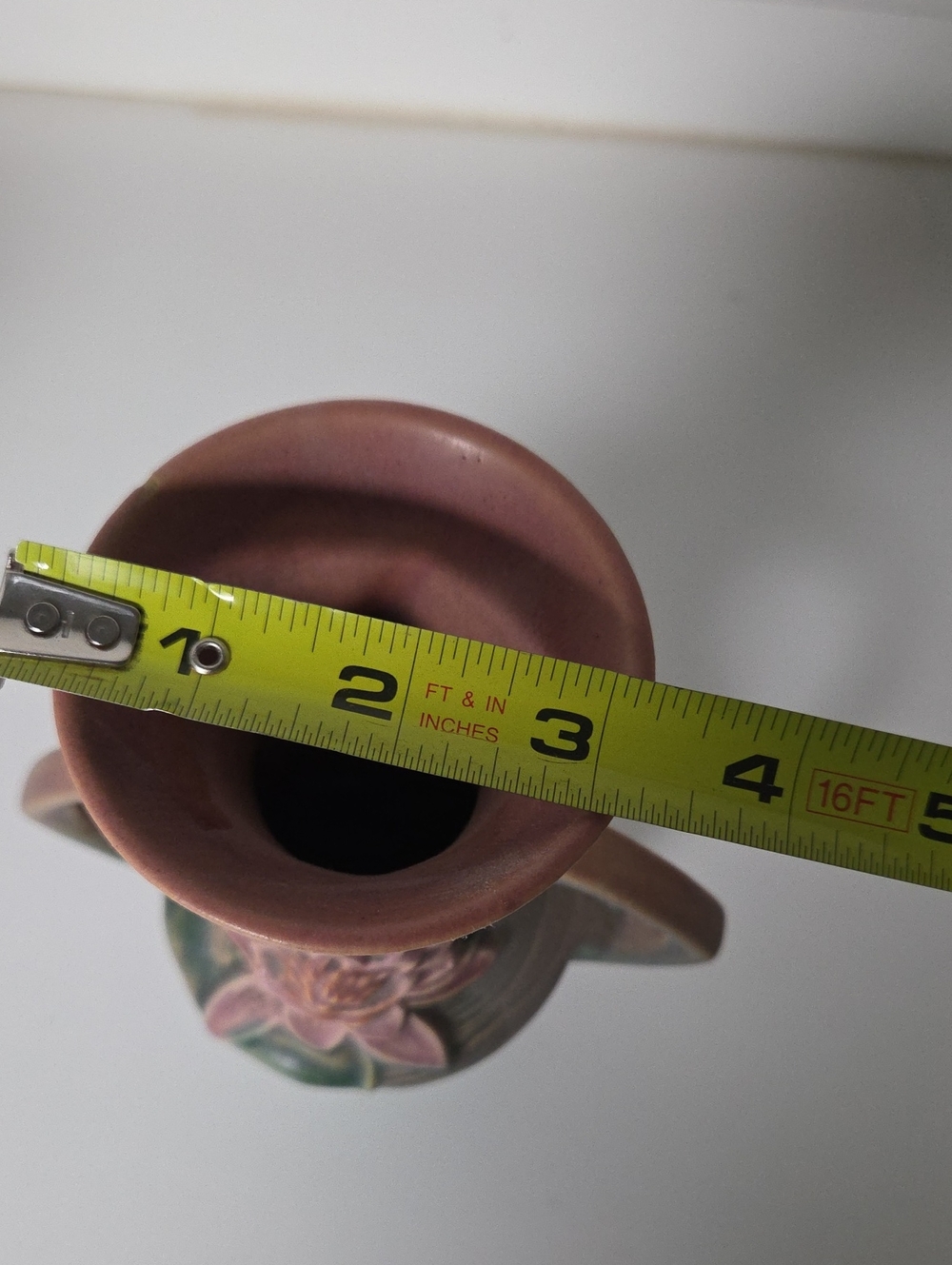 ROSEVILLE Artful Pink Lotus Ceramic Vase with Green Accents - Picture 6 of 6
